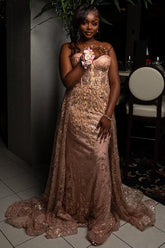 New Arrival Elegant Pink Sweetheart Appliques Over-skirt Prom Dress